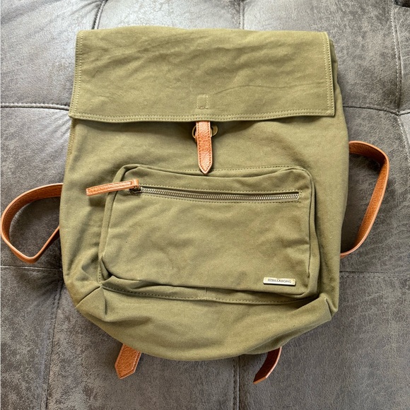 Billabong Handbags - Billabong Backpack with Leather Strap Olive Green 17”x14”